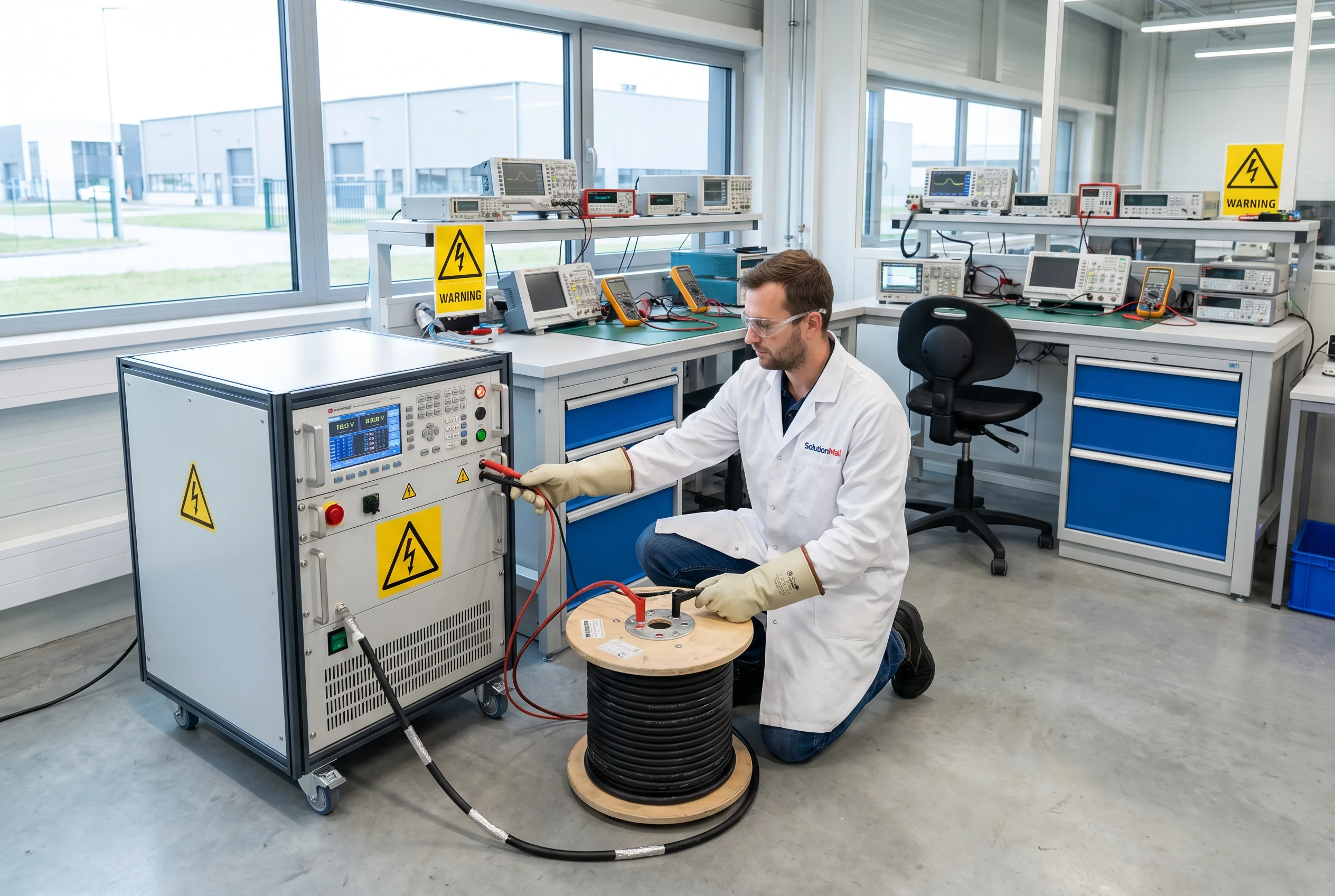 Cable insulation testing in a professional laboratory